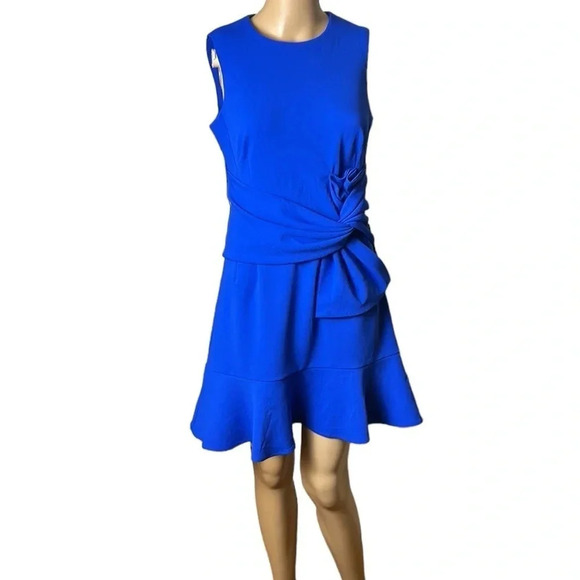 Eliza J. Wrap front dress,ruffles,feminine,event,size 2.blue,NWT glam,gala,EC - Picture 5 of 12